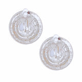 Clip On Small Silver Dome Pearl Earrings Women