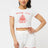4X2 Rib Front Screen Contrast Merrow Stitch Top and Shorts Set white with red