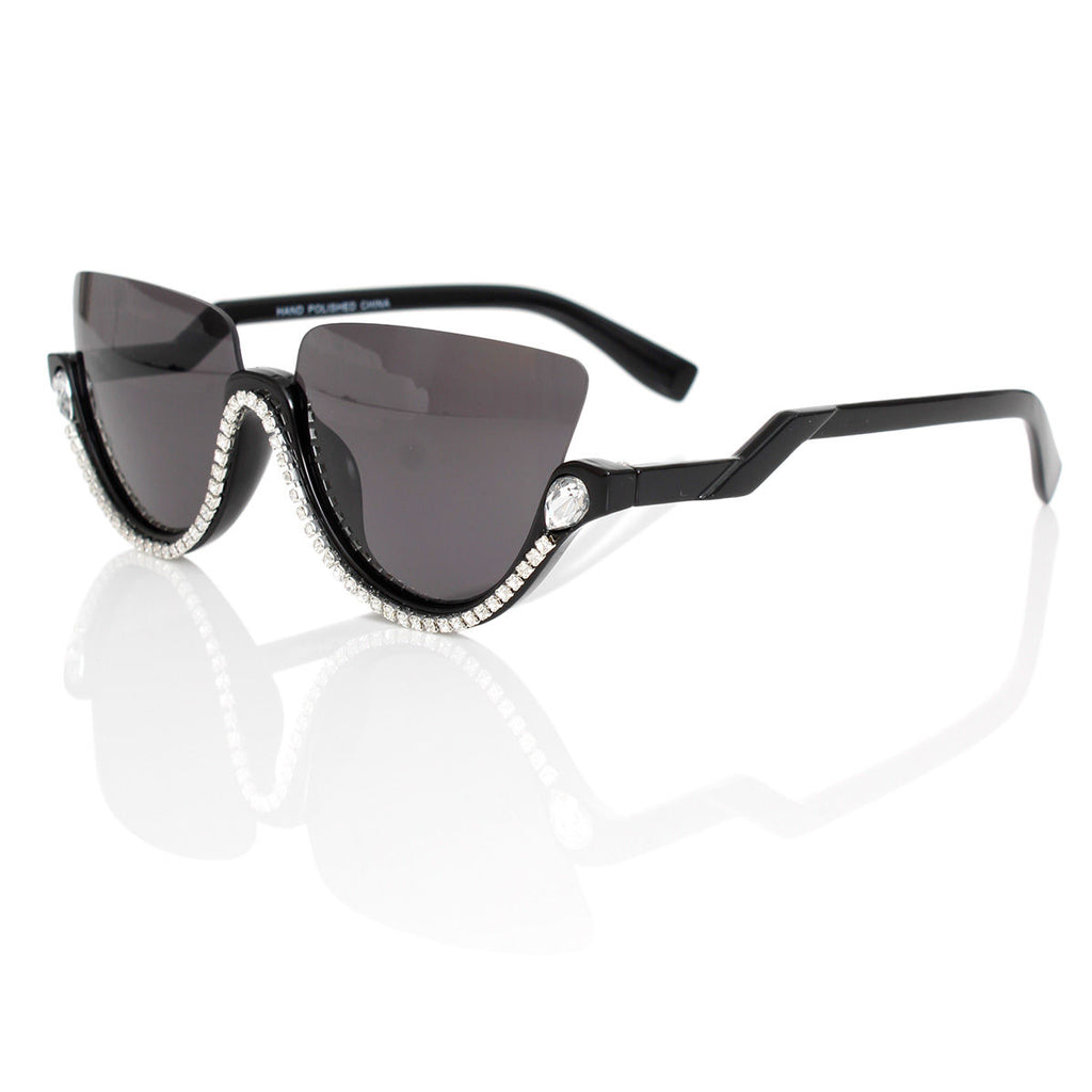 Sunglasses Half Frame Black Eyewear for Women